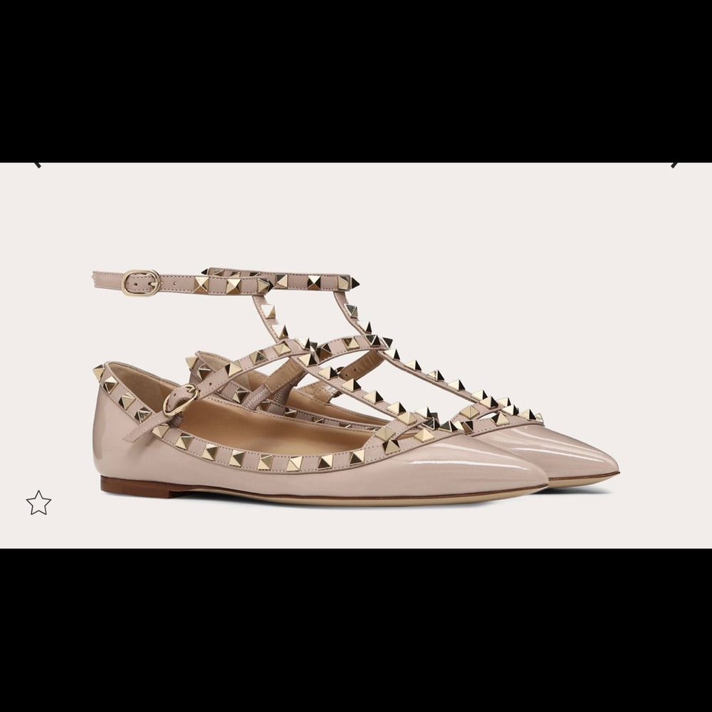 Valentino Rockstd Caged Ballet Flats Poudre 39.5